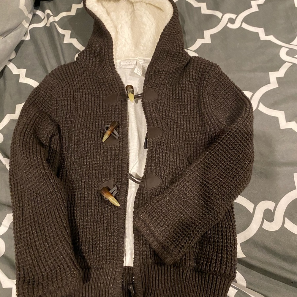 Koala kids brown sweater with fleece hood